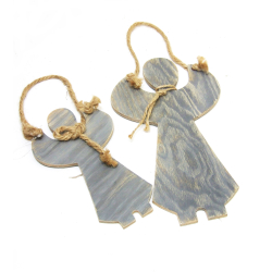 Zawieszka drewniana HAND MADE Anioł 15cm Szary